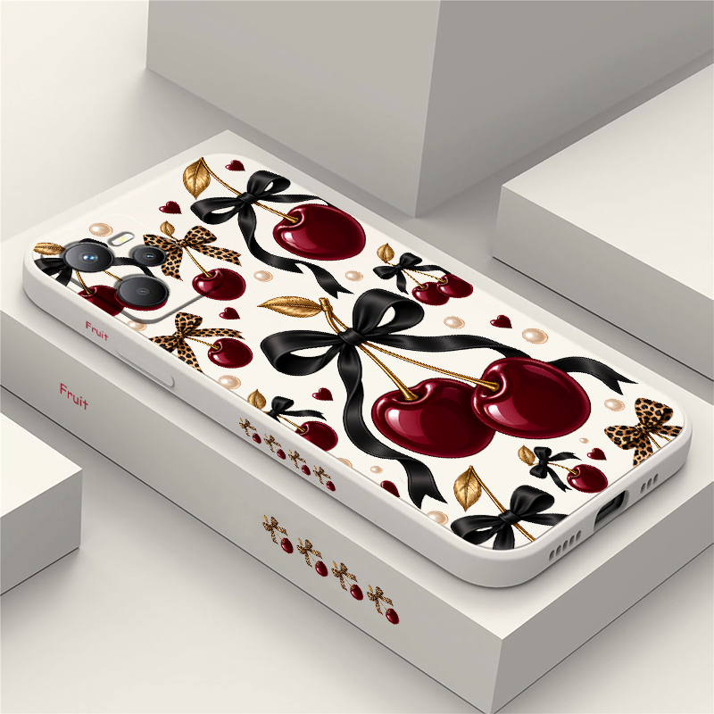 Oppo A78 - Handyhülle mit Leopardenmuster und Kirschmotiv für