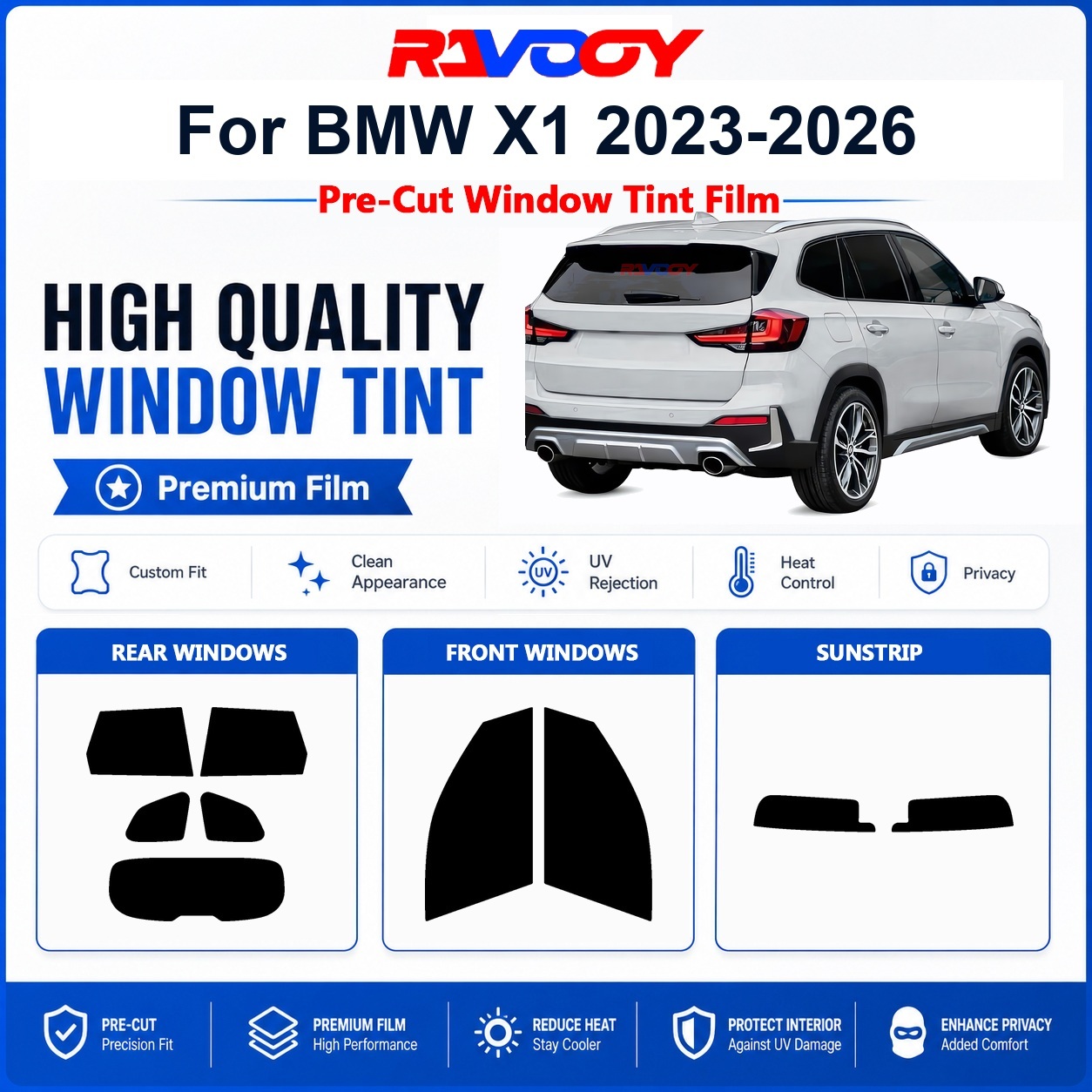 Privacy Screen Protector - Premium Vorgefertigte Fensterfolie für BMW X1