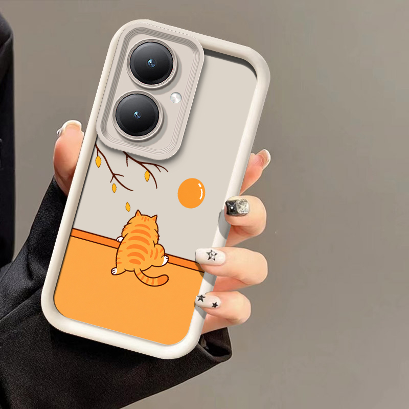 Vivo Y28 - Niedliche, farbenfrohe Handyhülle mit Katzenmotiv für