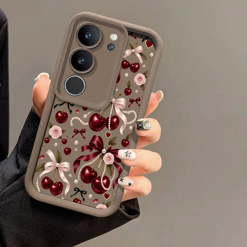 Vivo X200 - Handyhülle mit Cartoon-Kirsch-Schleifenmuster für Vivo X200