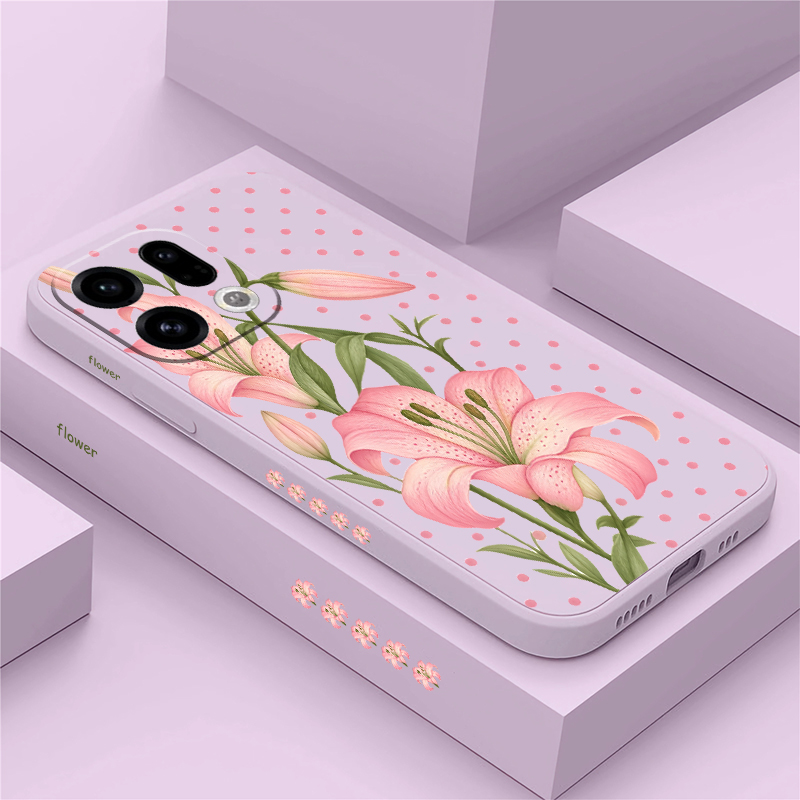 Oppo Reno 12 - Luxuriöse Handyhülle mit rosa Blumenmuster für